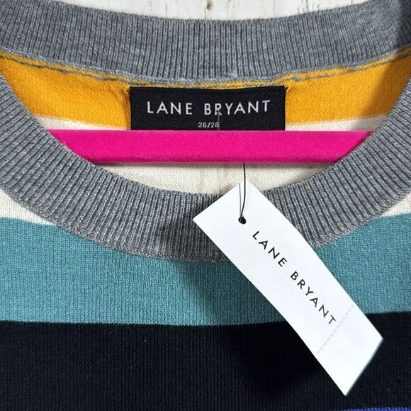 Lane Bryant Colorful Stripe Sweater 26/28 NWT Rainbow Preppy Cozy Knit Pullover - Picture 6 of 15